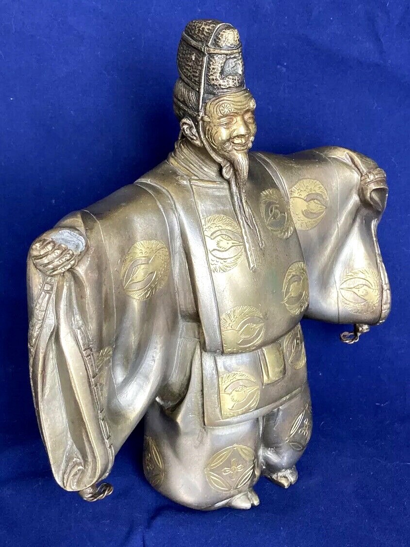 VINTAGE HEAVY 7 LB JAPANESE KABUKI DANCER BRONZE/BRASS METAL STATUE FIGURE