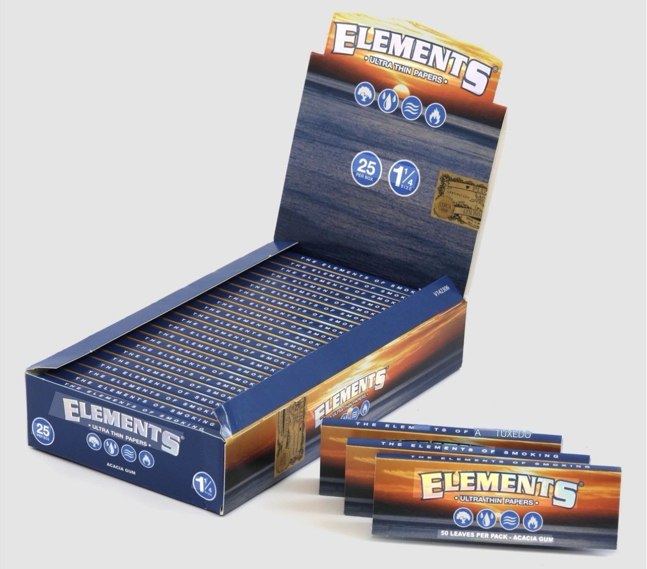 Elements 1.25 1 1/4 Size Ultra Thin  Rolling Paper 25ct Box-100% Authentic