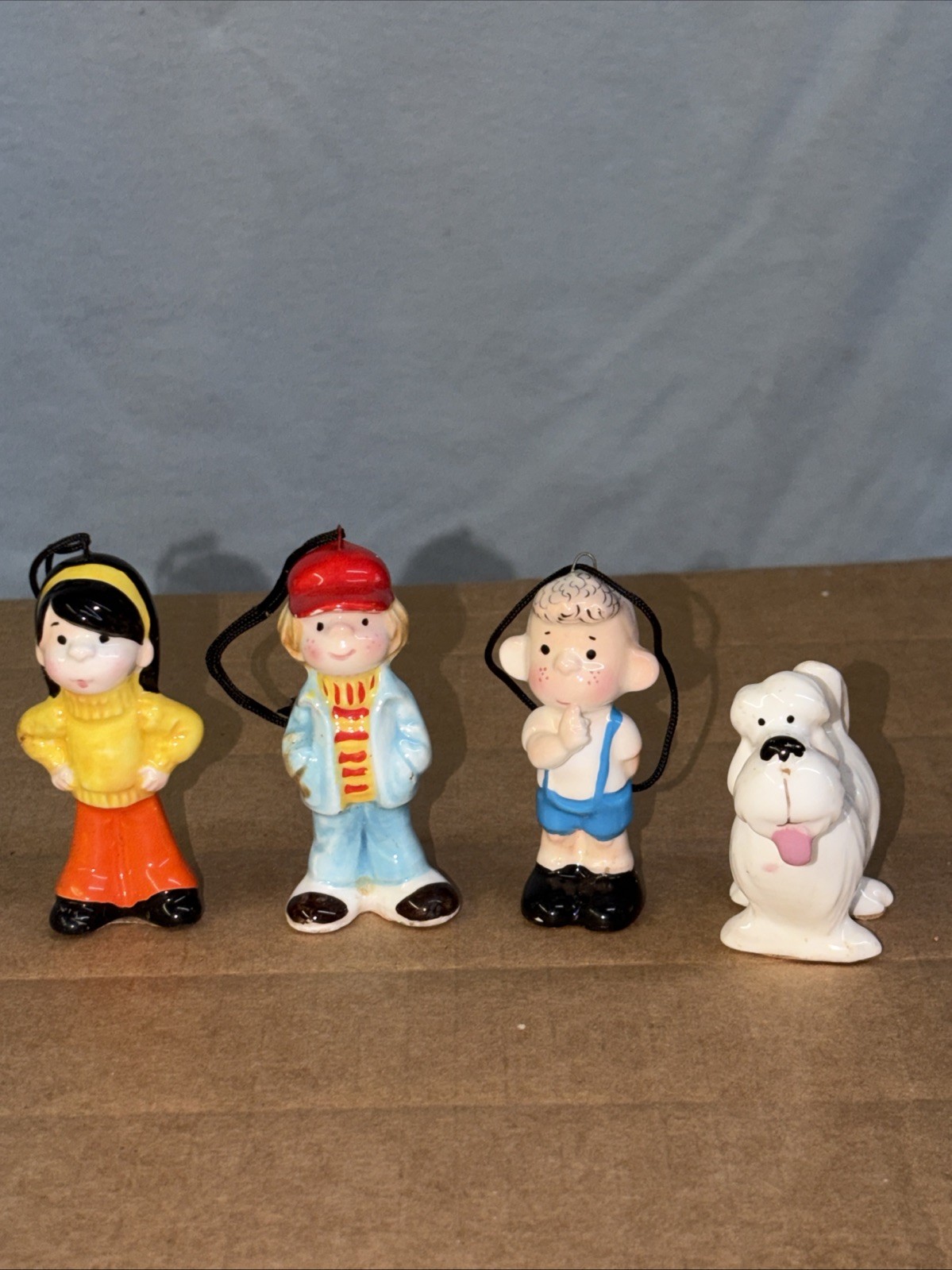 Dennis the Menace LOT (4) Christmas Ornament set. 1976 Hank Ketcham