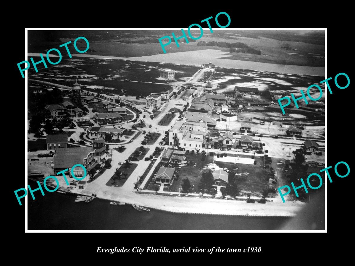 Everglades City Florida Aerial View Of Town c1930 Old Large Historic Photo