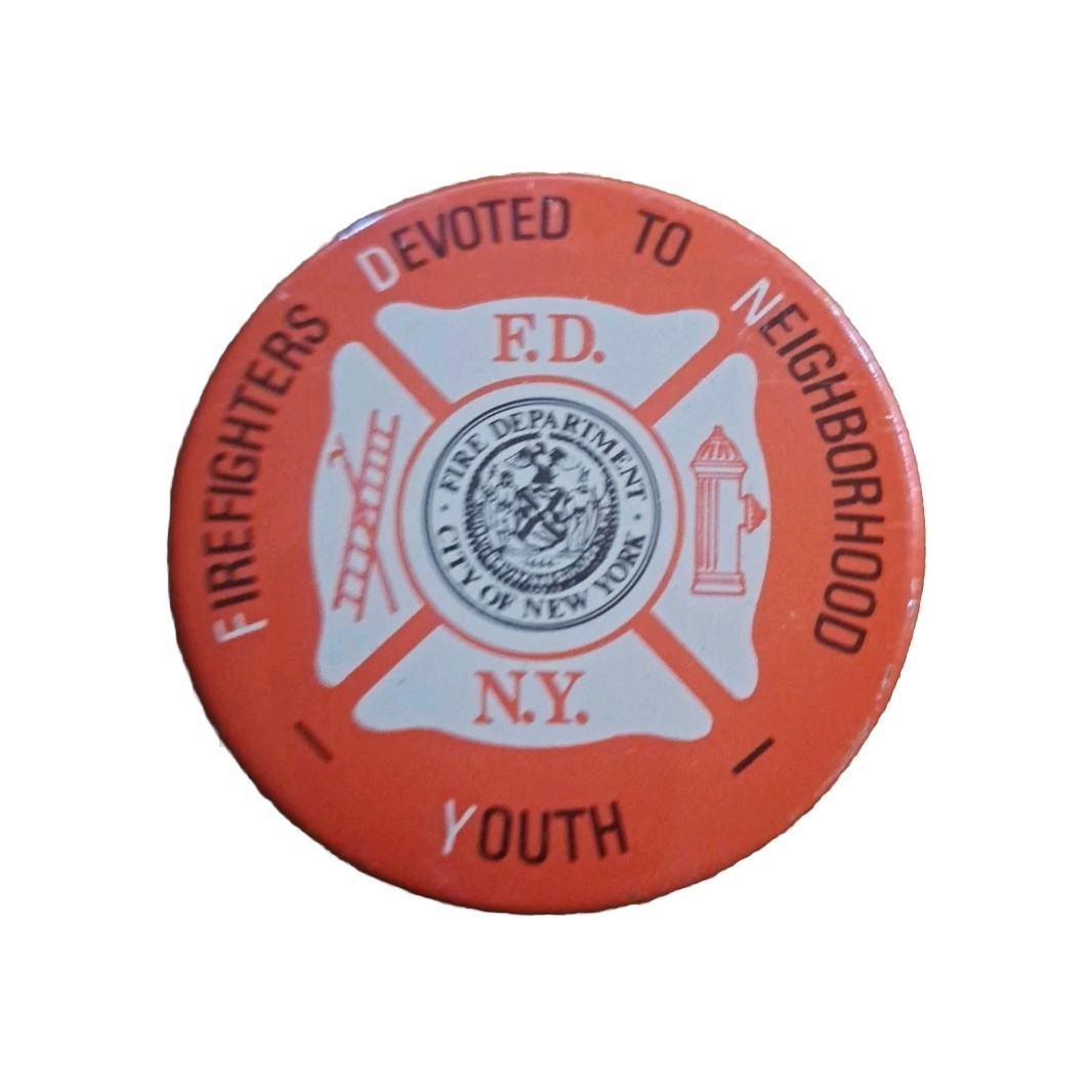 Vintage FDNY 1960's 70's Firefighter New York Neighborhood Youth Button Pin