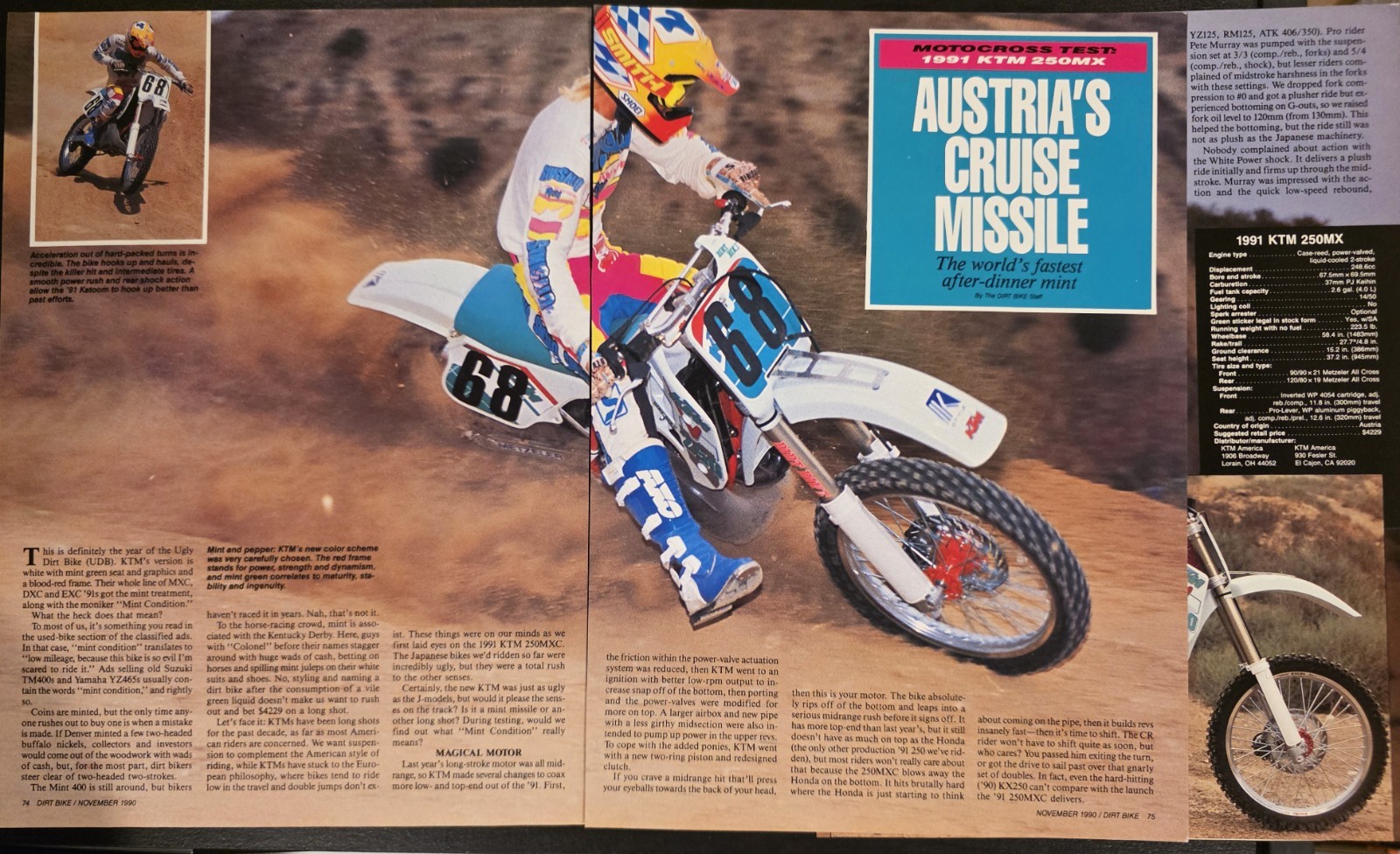 1991 KTM250MX Motorcycle 5pg Test Article