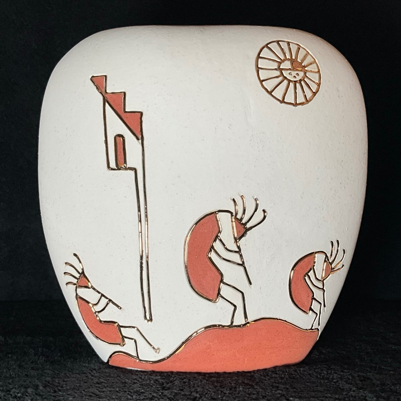 VTG-BAUER COLLECTIBLES-22K GOLD Southwestern Art Pillow Vase Pottery-Signed
