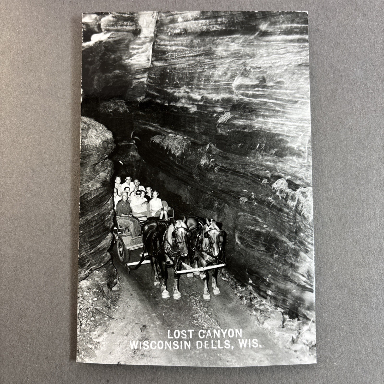 RPPC Antique Postcard Wisconsin Dells Vintage Tour Horse Drawn Vintage Postcard