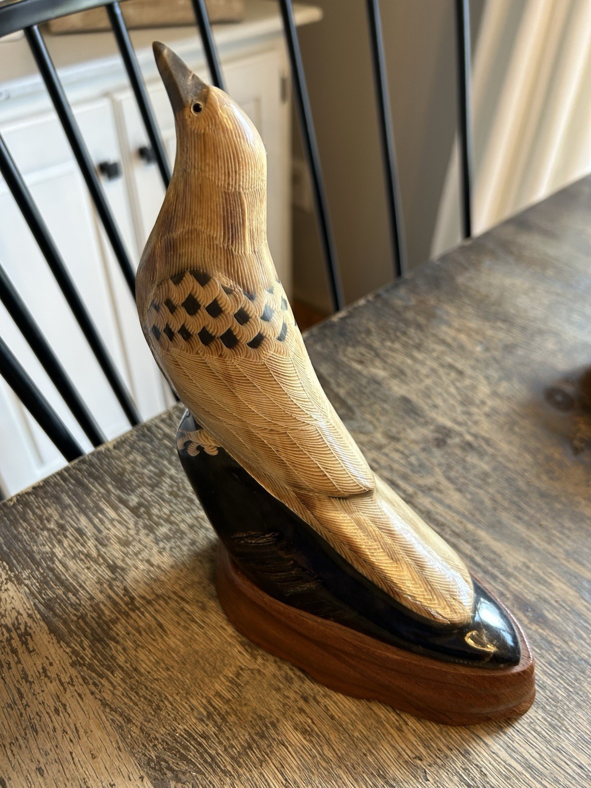 Vintage Barry Stein Hand Carved Cattle Horn Bird