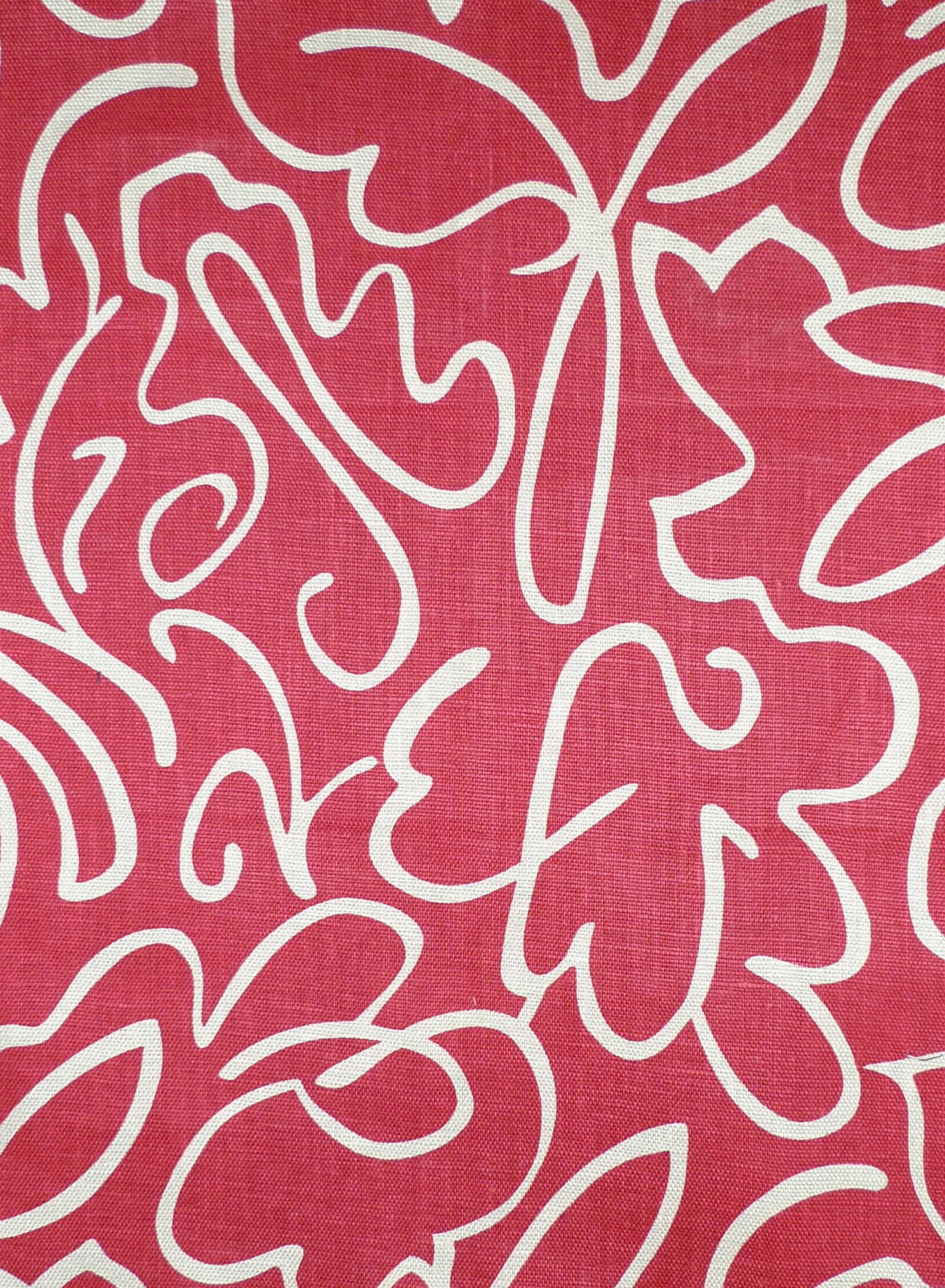 SCALAMANDRE Yang Abstract Pink White Linen Remnant New
