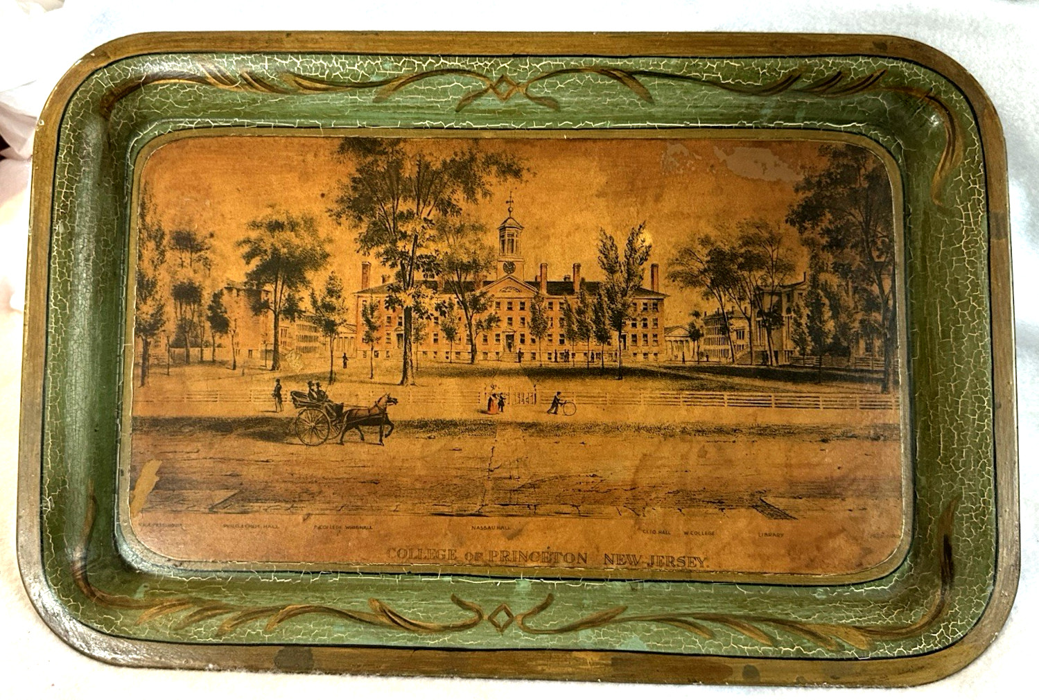 Original Antique College of Princeton New Jersey Metal Serving Tray University