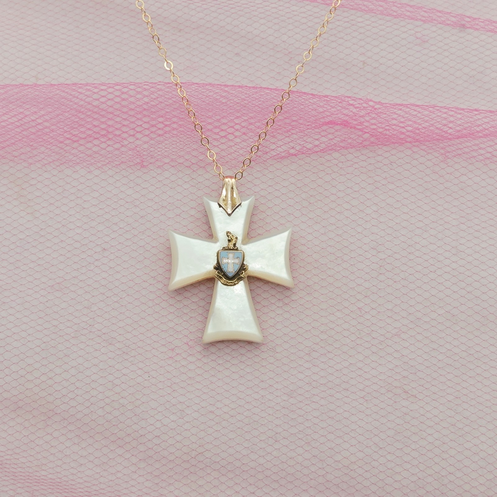 Antique SIGMA CHI Fraternity Vintage Cross Crest GF Necklace For Sweetheart Mom