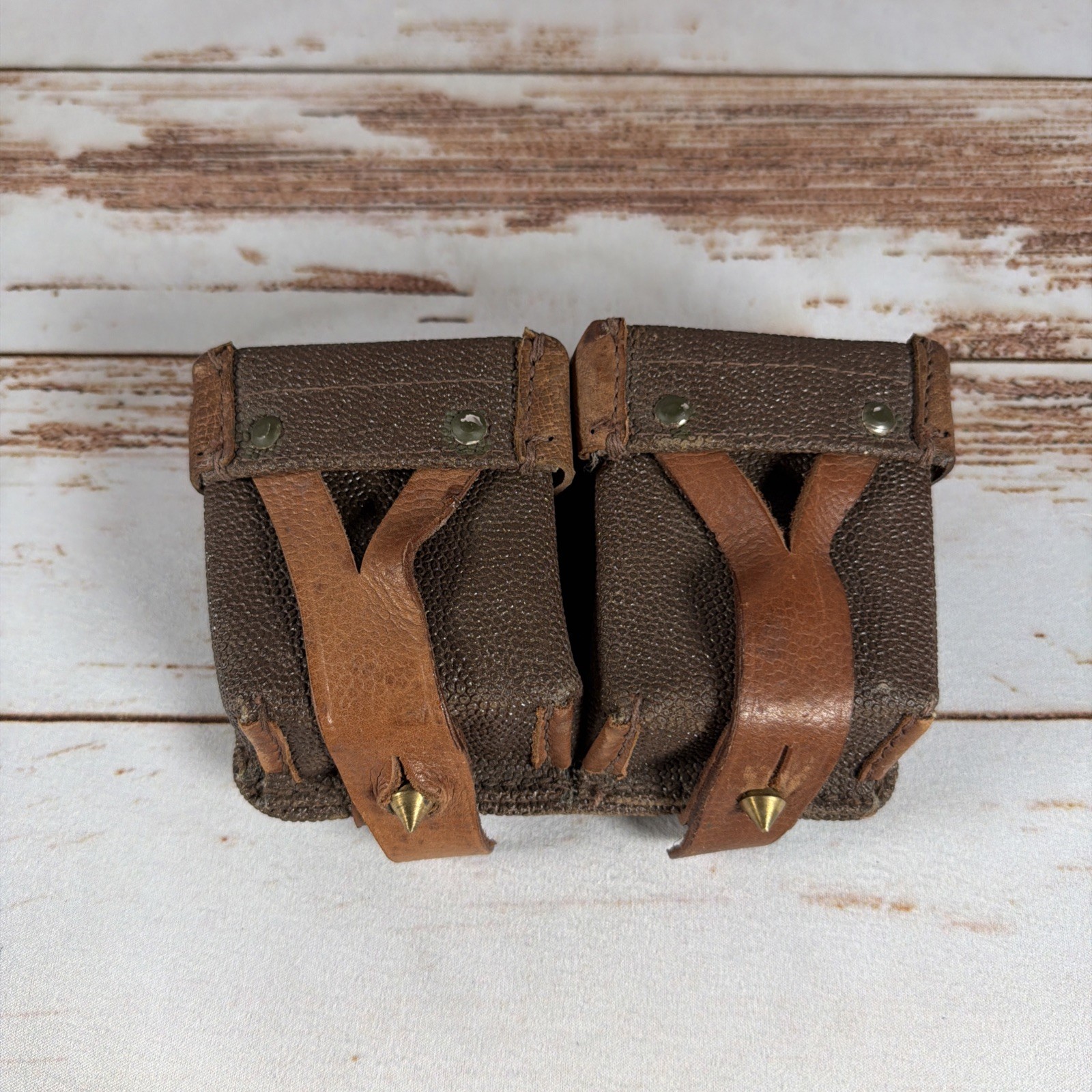 Vintage Russian Mosin Nagant Leather Cartridge Ammo Pouch WWII Soviet Surplus