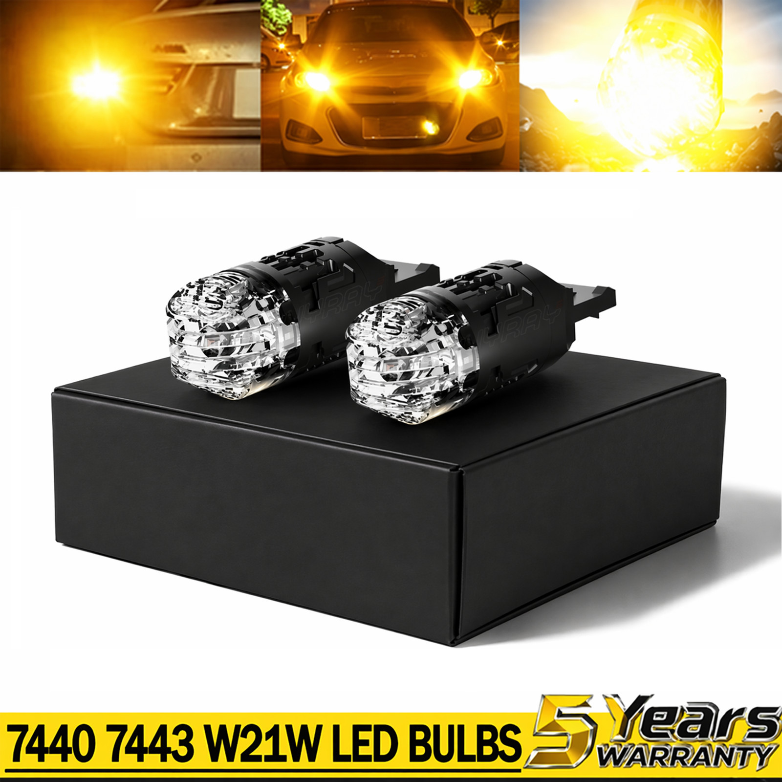 2x 7443 7440 7444 LED Amber Brake Tail Light Bulbs for Ram 1500 2500 3500