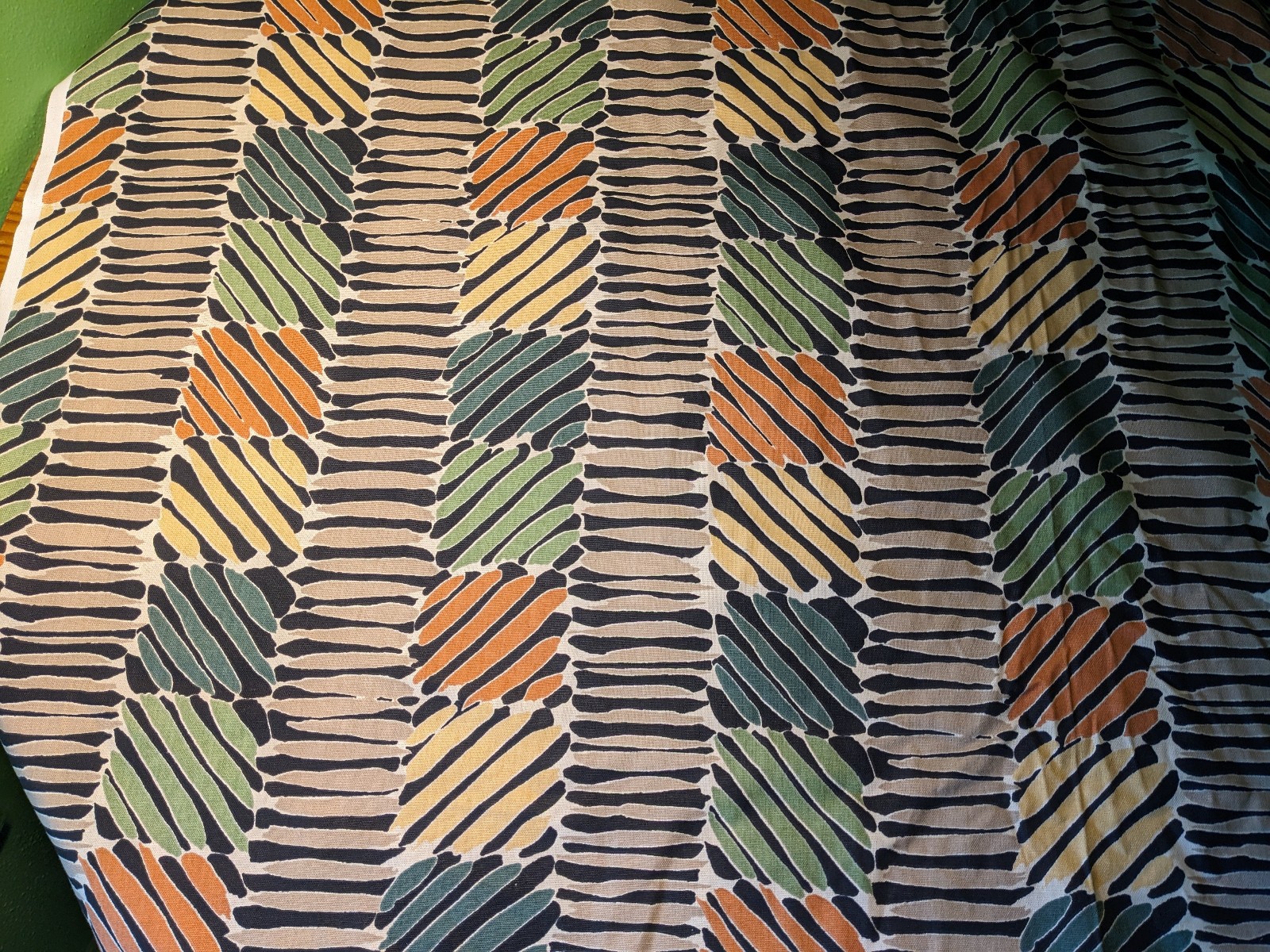 Vintage 5th Ave Designs Geometric Cotton Linen By the Yard 55