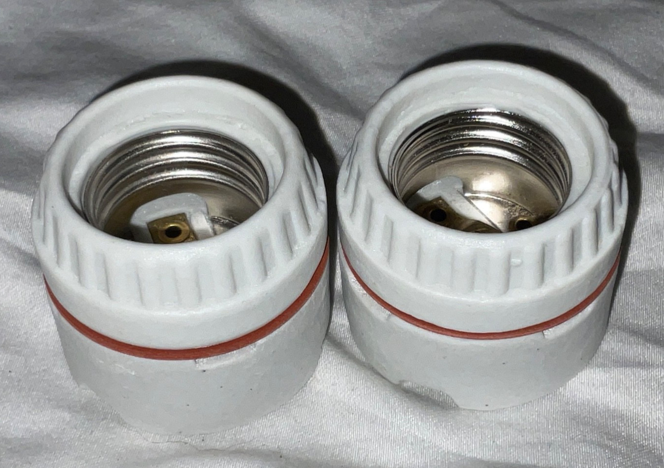 LOT 2 ADR MEDIUM BASE SOCKET SIGN RECEPTACLE UNGLAZED PORCELAIN 2 PC 1-7/16”
