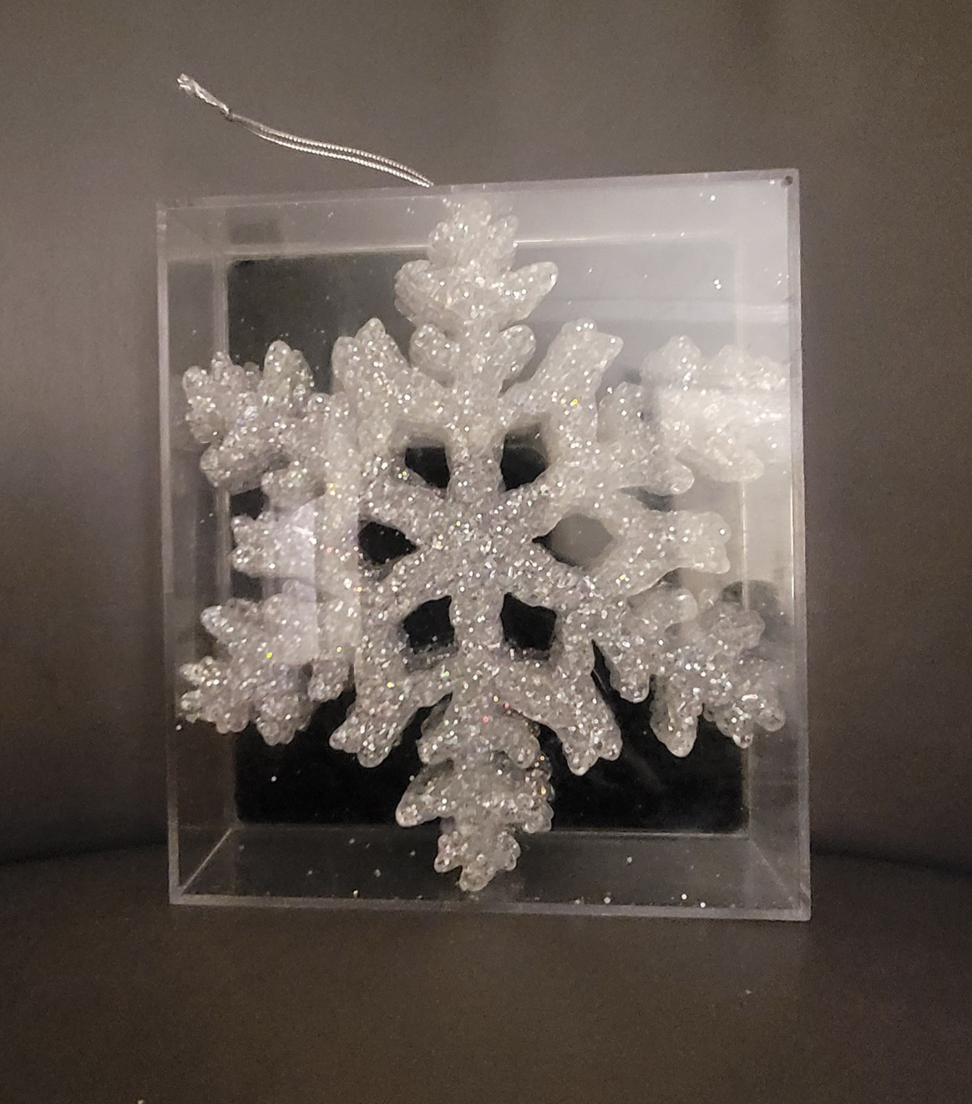 *RARE* Vtg Z Gallerie 6 Large Snowflakes Acrylic Glittery Ornaments Orginal Box