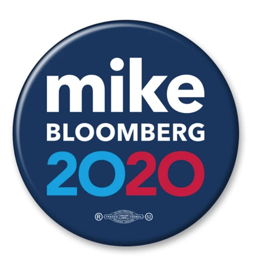 Mike Bloomberg For President 2020 Navy 2.25 Inch Pinback Button Pin