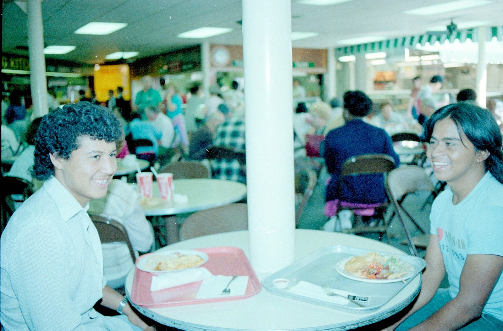 1983 Patrons Dining at Food Court Cafeteria Los Angeles 35mm Negative