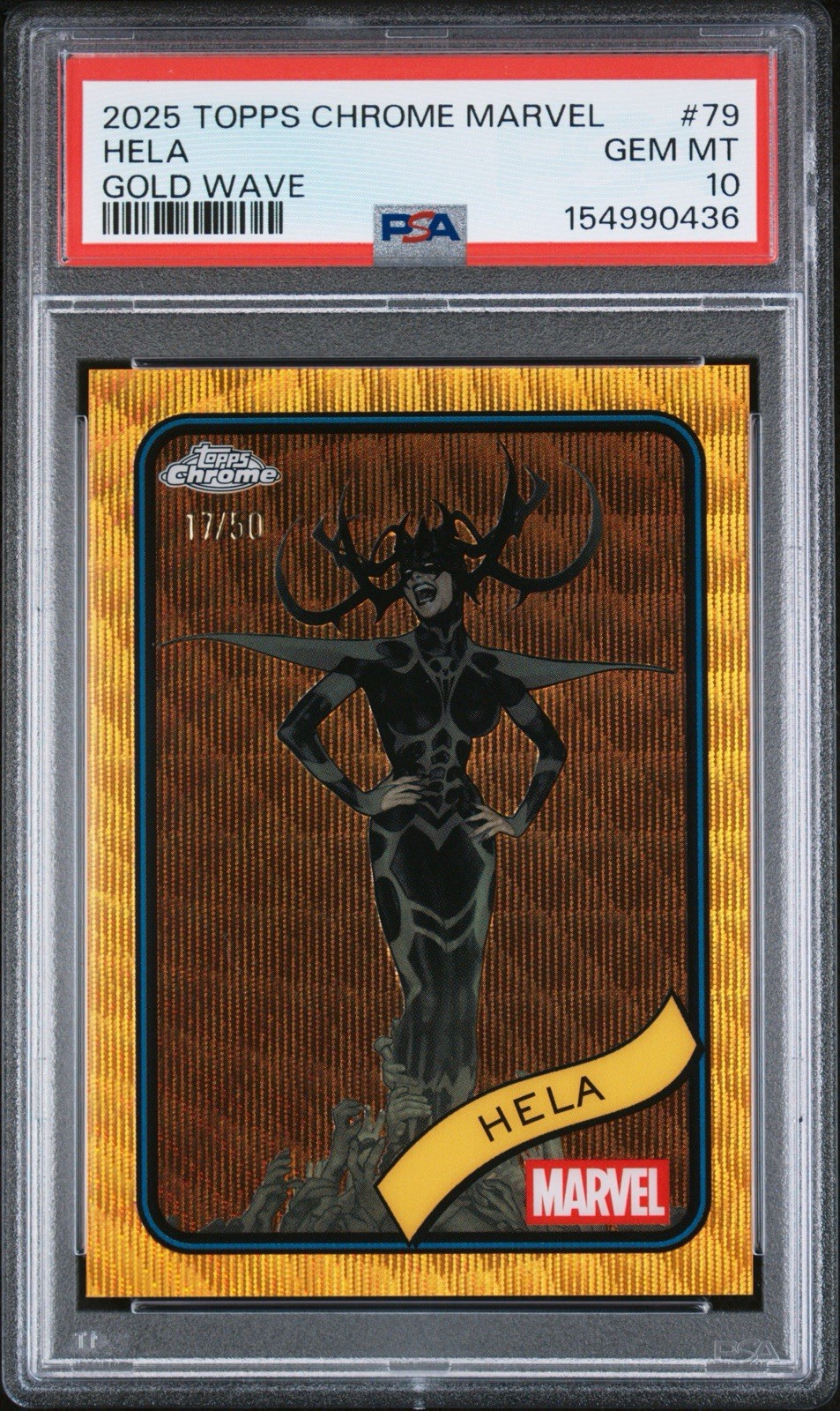2025 Topps Chrome Marvel Hela Gold Wave PSA 10