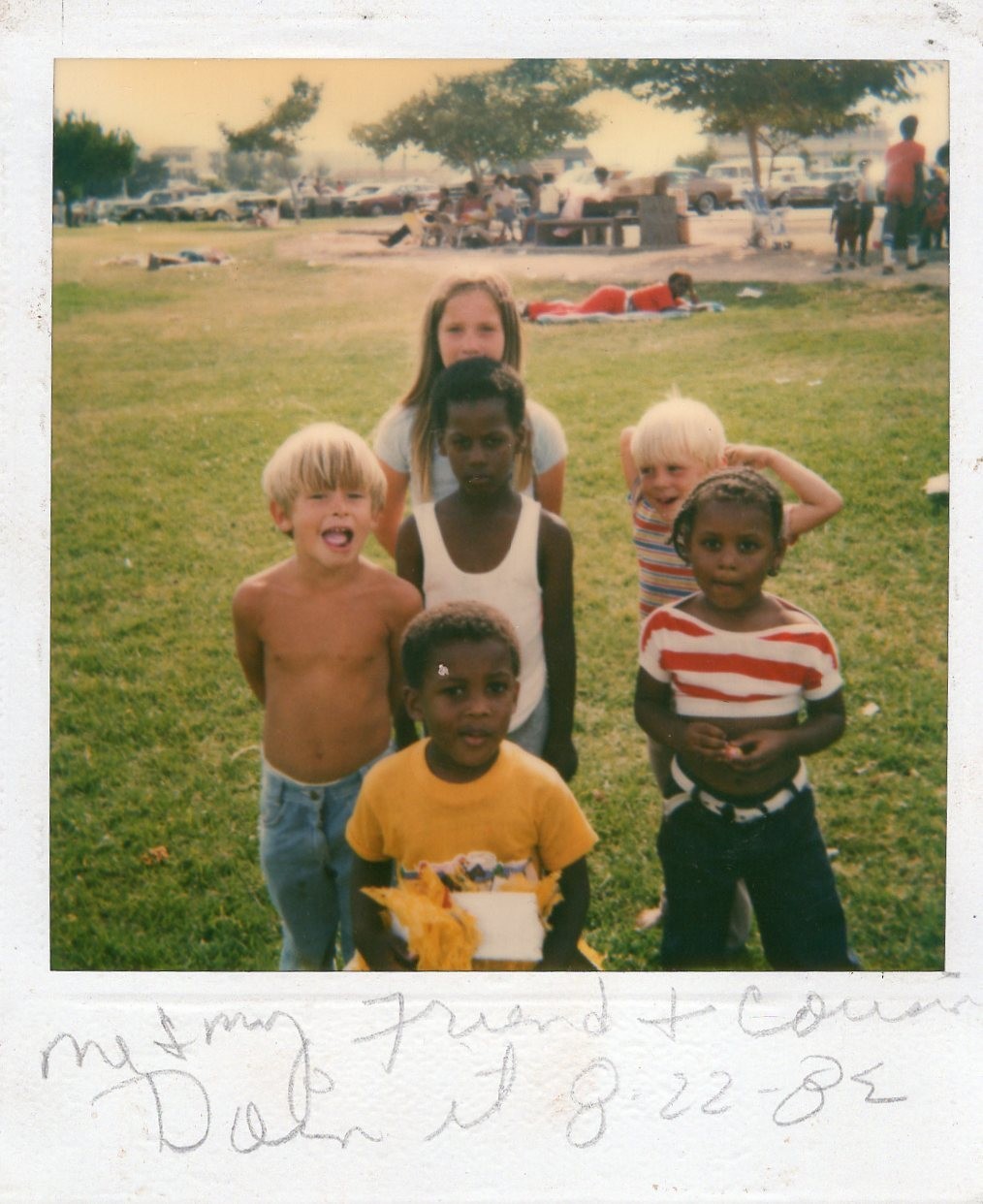VINTAGE POLAROID PHOTO HAPPY KIDS BACKYARD PARTY AFRICAN AMERICAN SUMMERTIME