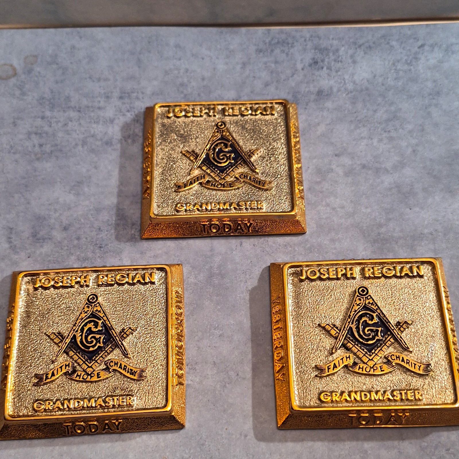 Joseph Regan Masonic Freemasonry Grandmaster Faith Hope Charity Square Set