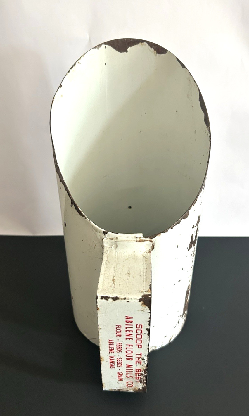 Abilene Kansas Flour Mills Scoop Primitive Metal Farm Feeds Seeds Grain VINTAGE