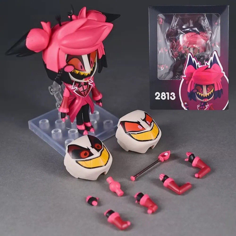 Nendoroid Alastor Figure Hazbin Hotel Q Version Pink Hair Demon Anime PVC Toy
