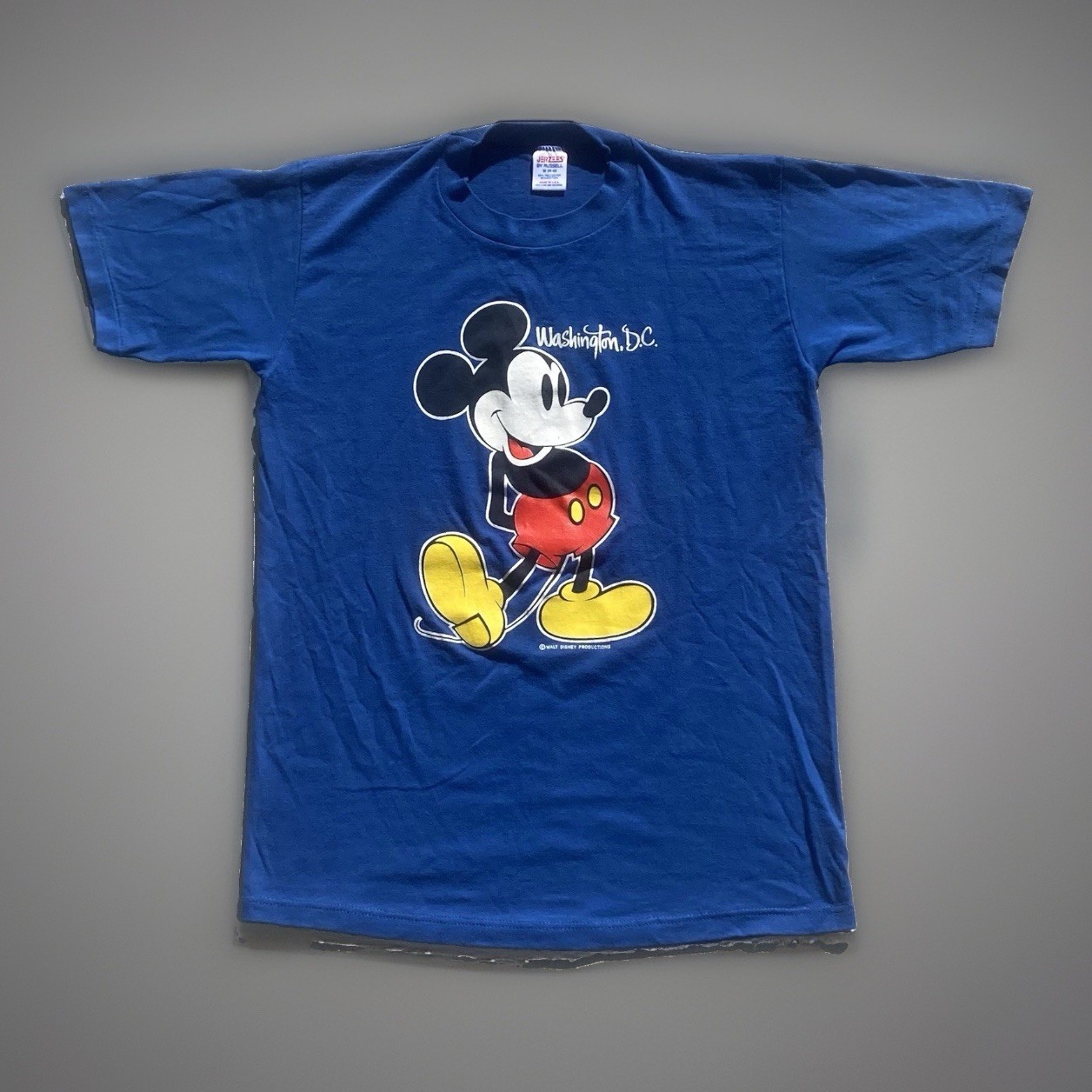 Vintage 80s Walt Disney Tourist Mickey Mouse T-Shirt Men’s Sz M Blue 90s Cartoon