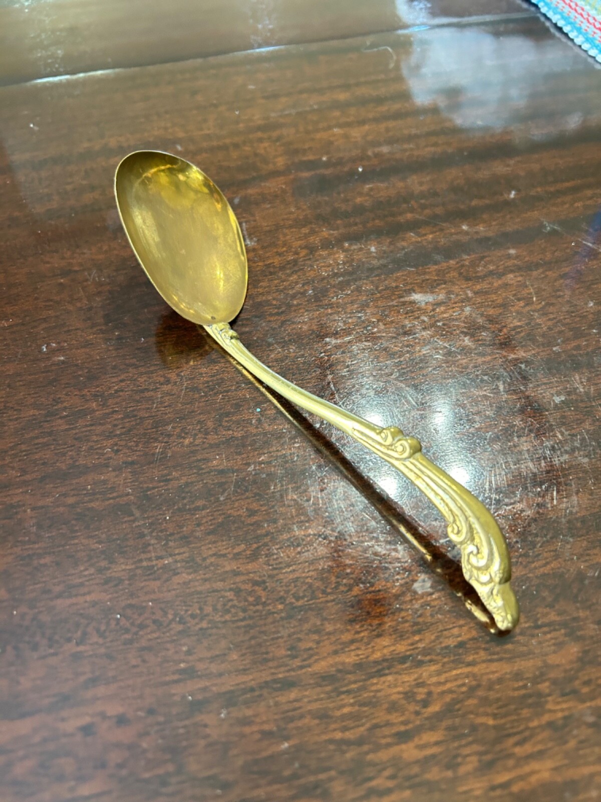 Vintage Solid Brass Naga Serpent Dragon Serving Spoon 7 ½” Thailand