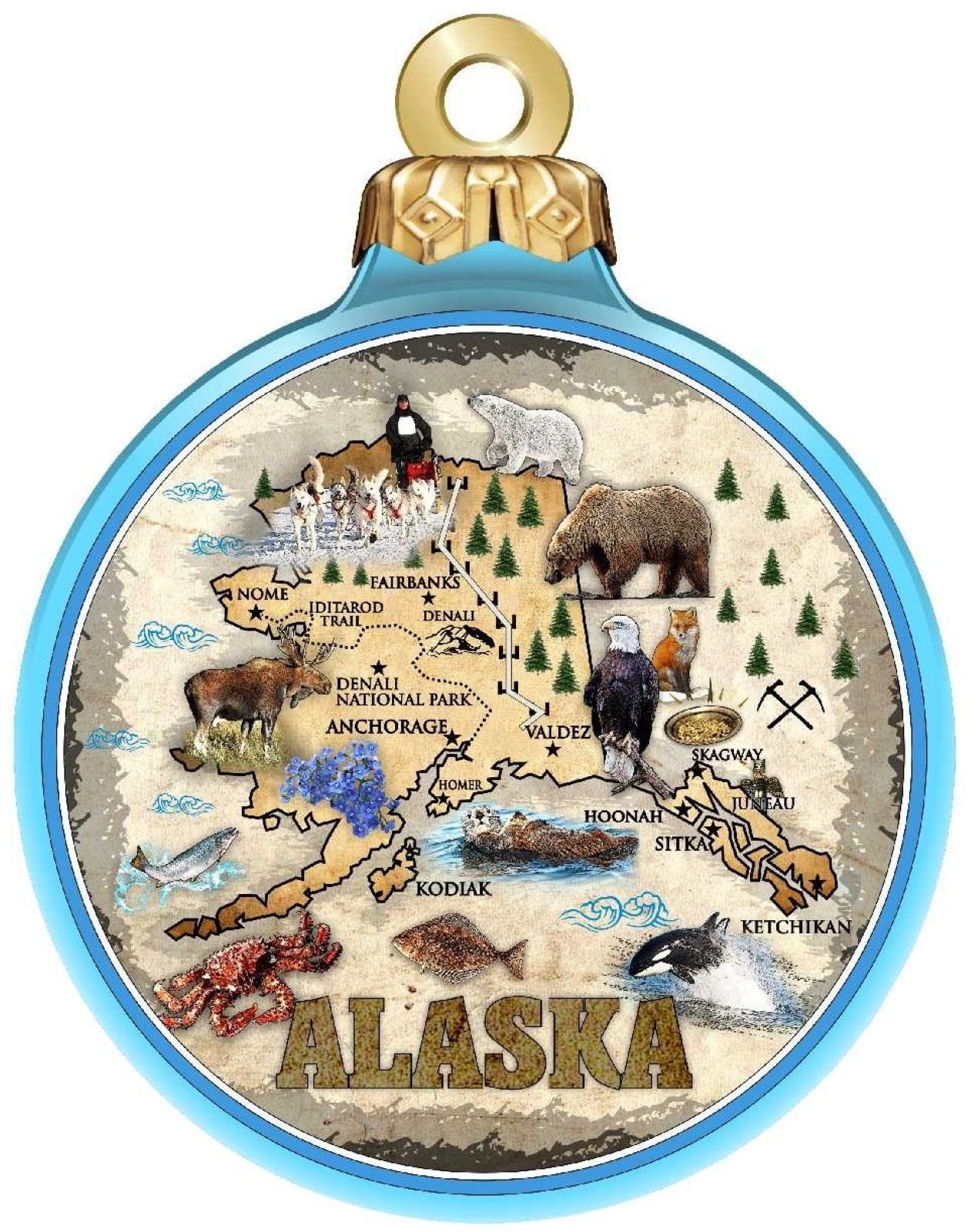 Alaska Map Christmas Tree Ornament