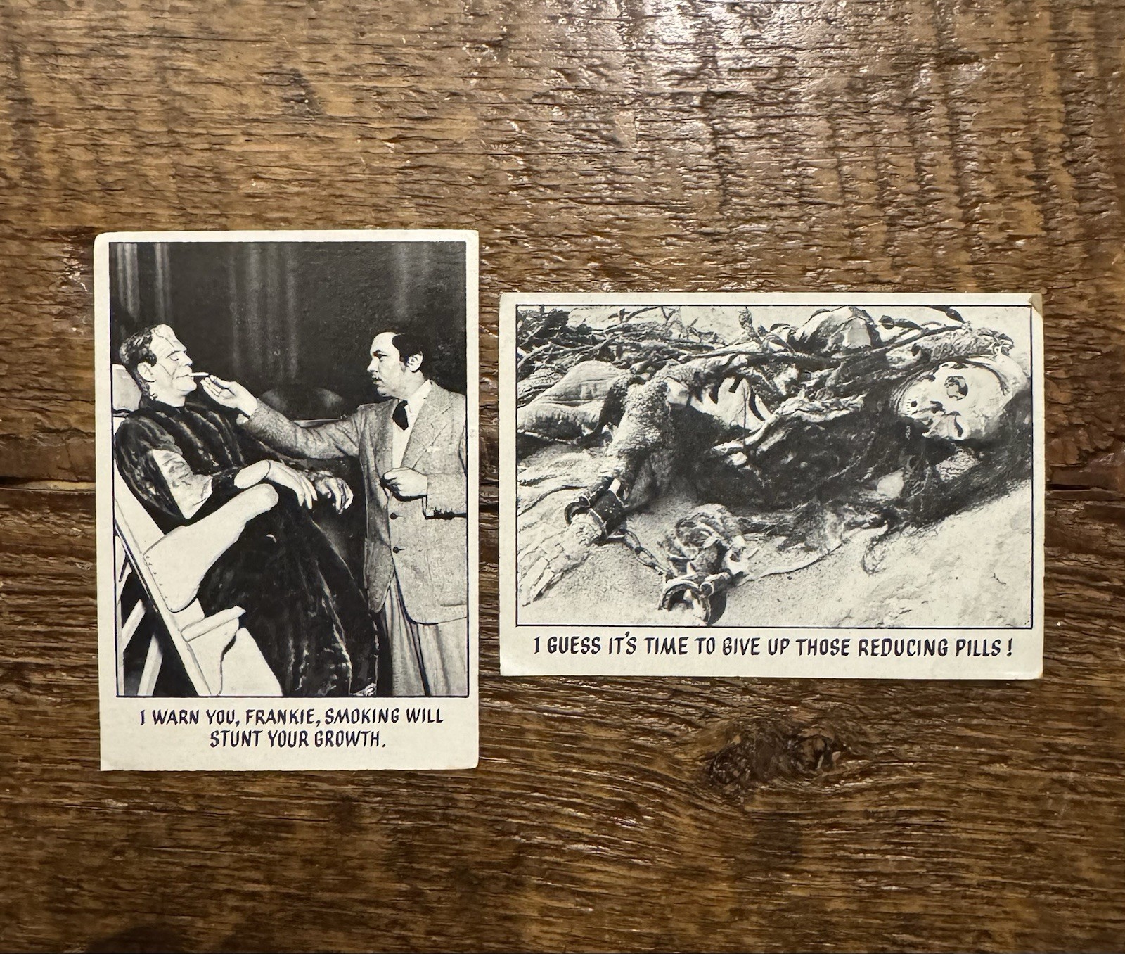 2 Vintage 1973 You\'ll Die Laughing Cards #7 & #32 TCG Horror Monster Funny