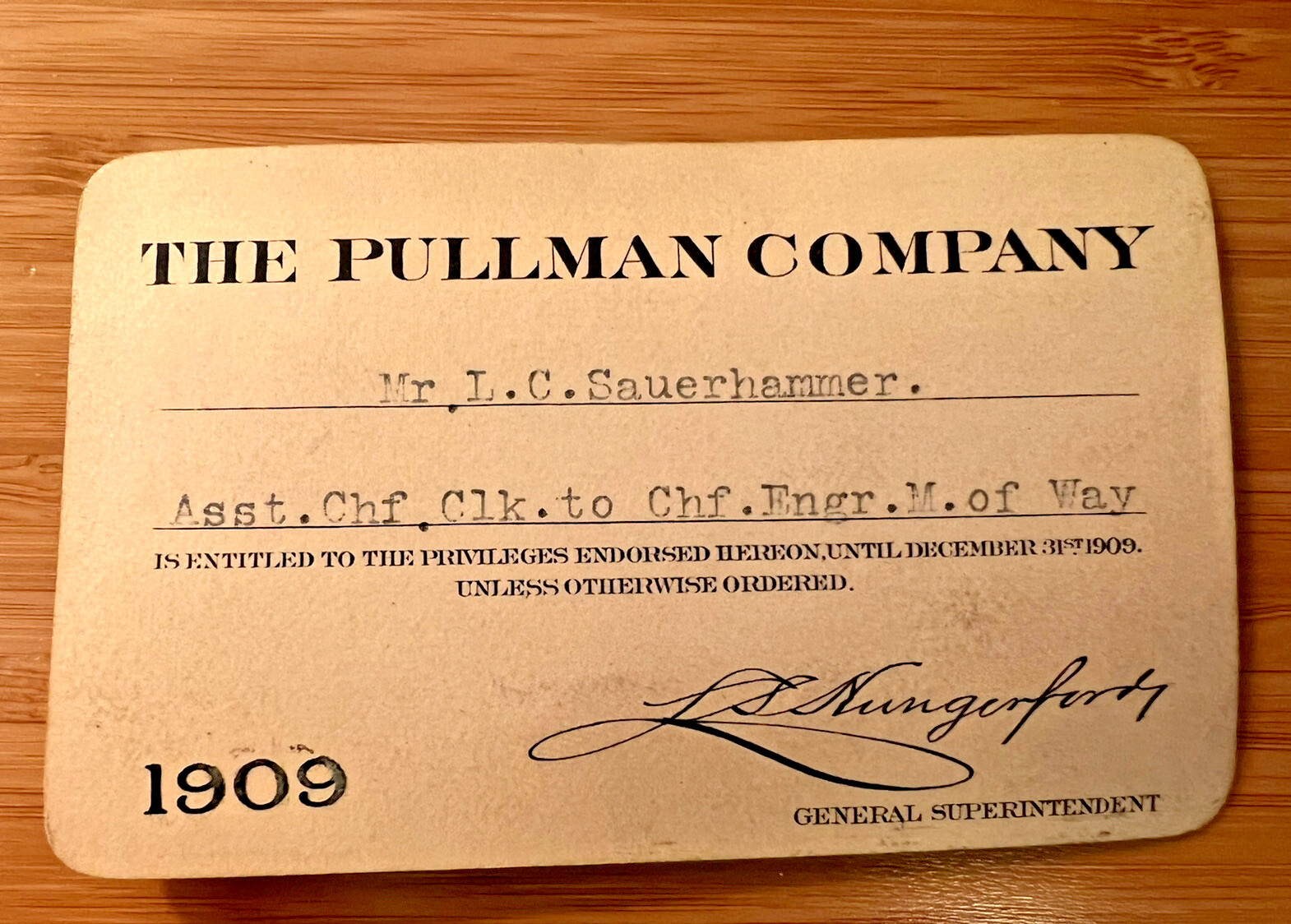 1909 THE PULLMAN COMPANY ANNUAL PASS BALTIMORE AND OHIO RAILROAD B&O - HH85