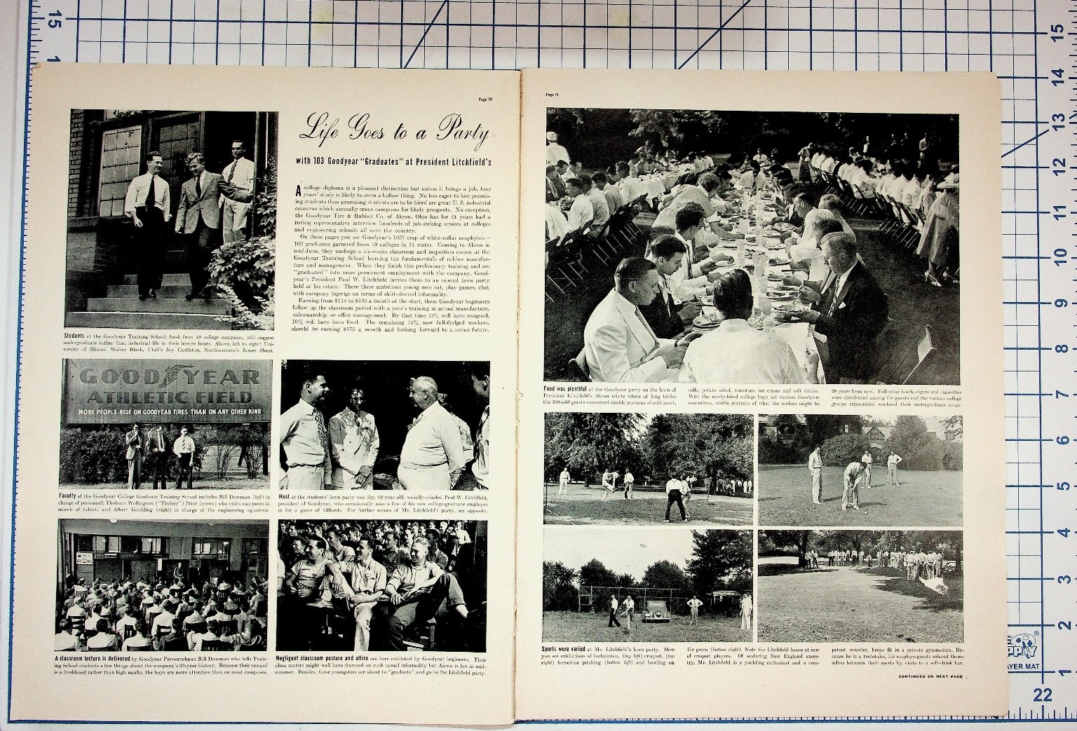 1940s Goodyear Life Goes to a Party Magazine Spread Ephemera - Golf & Ads