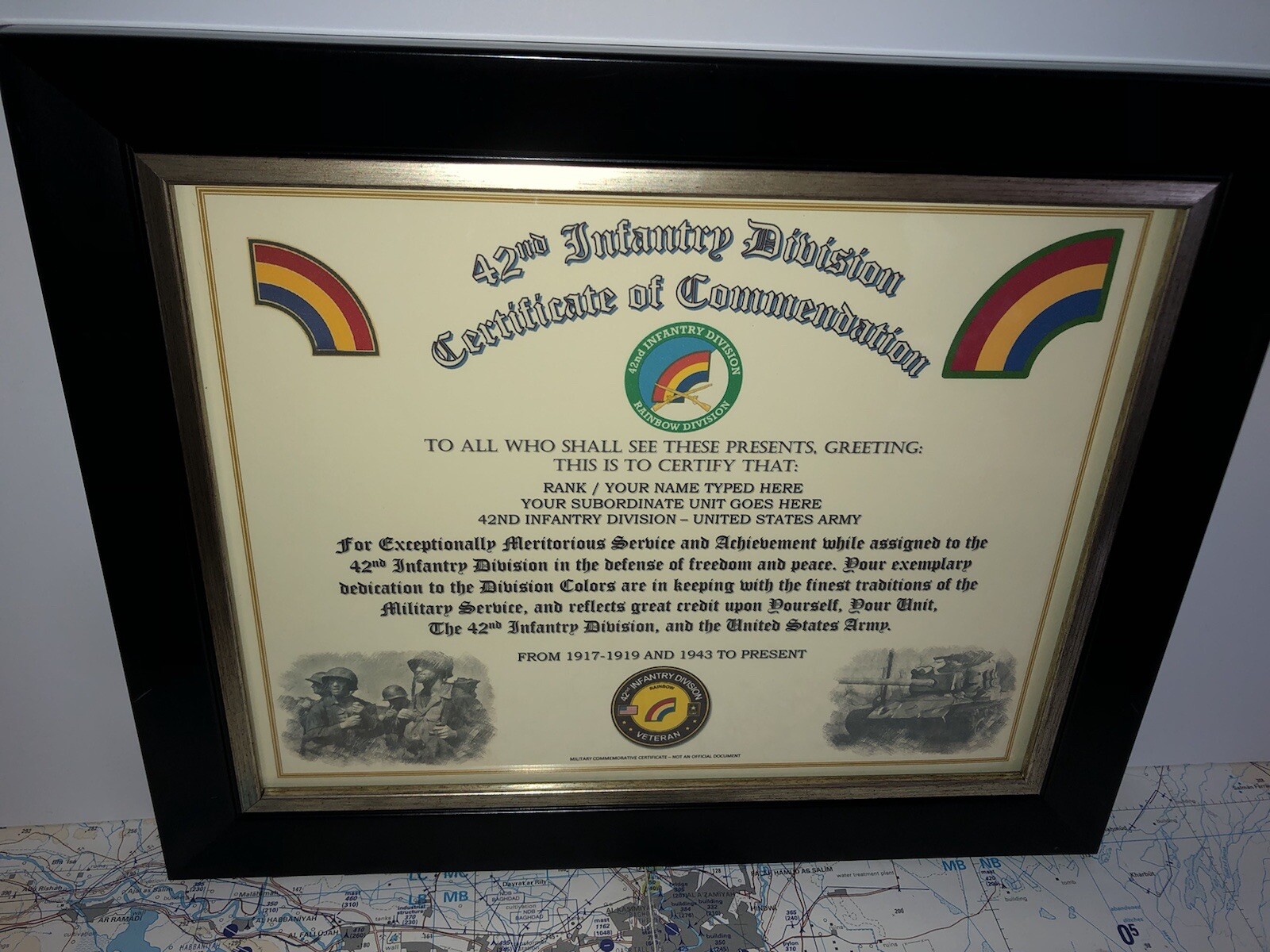 42ND INFANTRY DIVISION / COMMEMORATIVE - CERTIFICATE OF COMMENDATION