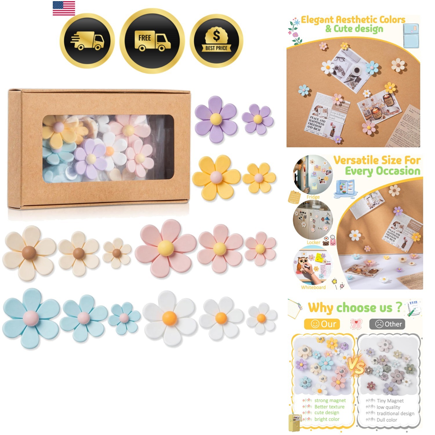 Homestheix - 3D Flower Magnets for Fridge 16 Pcs - Fridge Magnets Cute - Stro... Homestheix - 3D Flower Magnets for Fridge 16 Pcs - Fridge Magnets Cute - Stro...