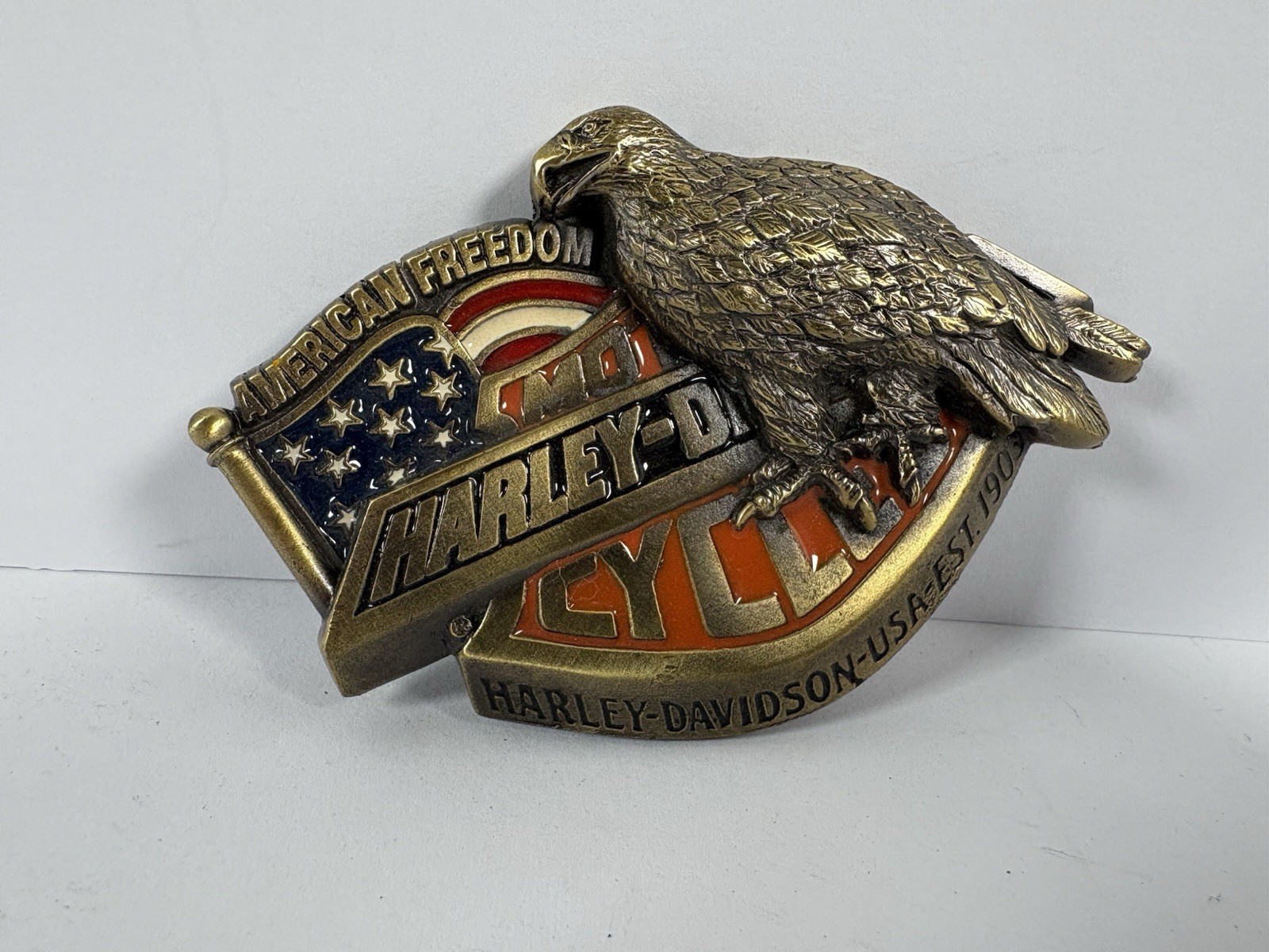 Vintage 1993 Harley Davidson Baron H422 Belt Buckle American Freedom Eagle USA