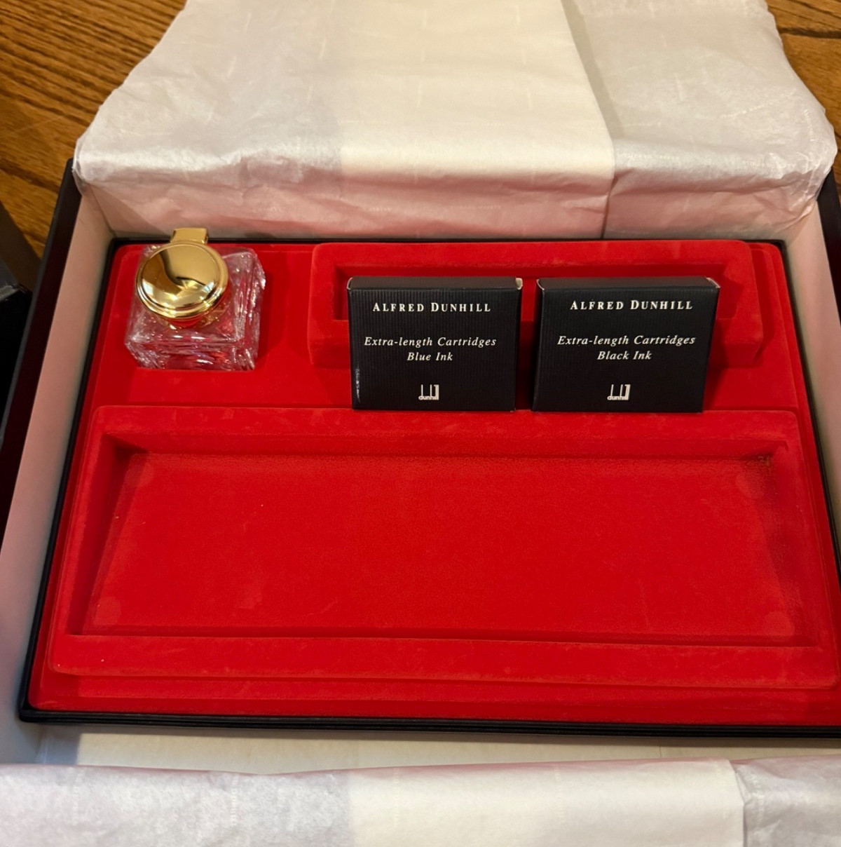 RARE Alfred Dunhill Namiki Pen Box (BOX ONLY) w/ cartridges and crystal well.