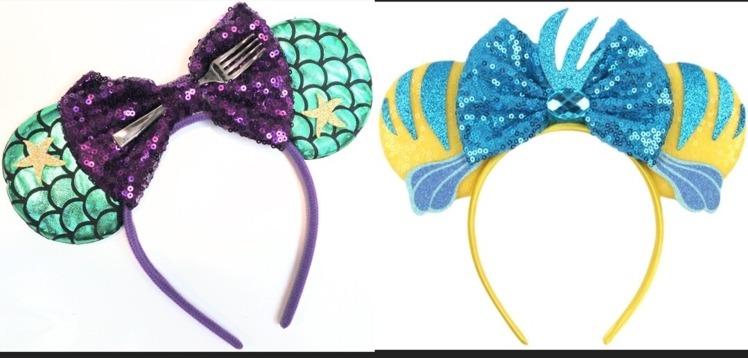 Set 2 Of Mikey Minnie Ears Ariel And Flounder Disney Minnie Mouse Ears Headband-