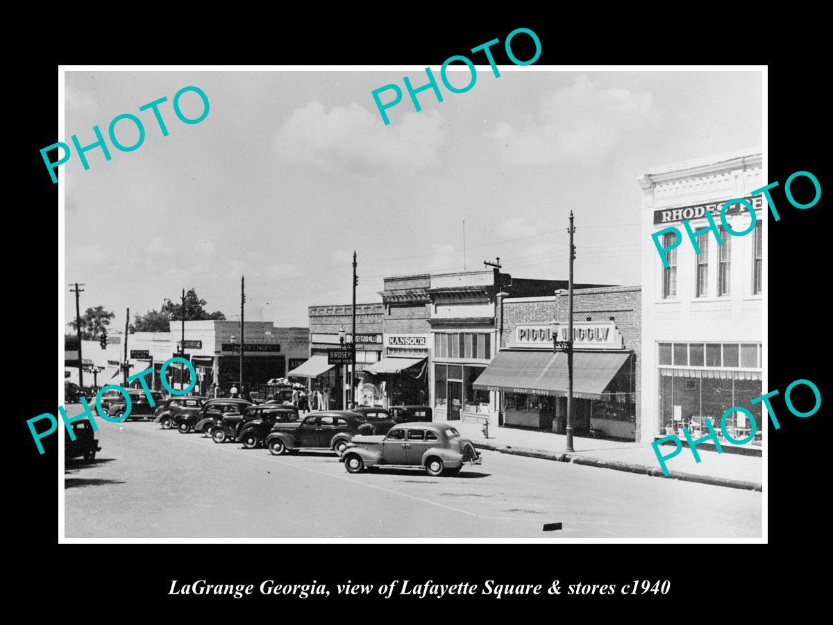 OLD LARGE HISTORIC PHOTO OF LaGRANGE GEORGIA VIEW OF LAFAYETTE Sq & STORES 1940