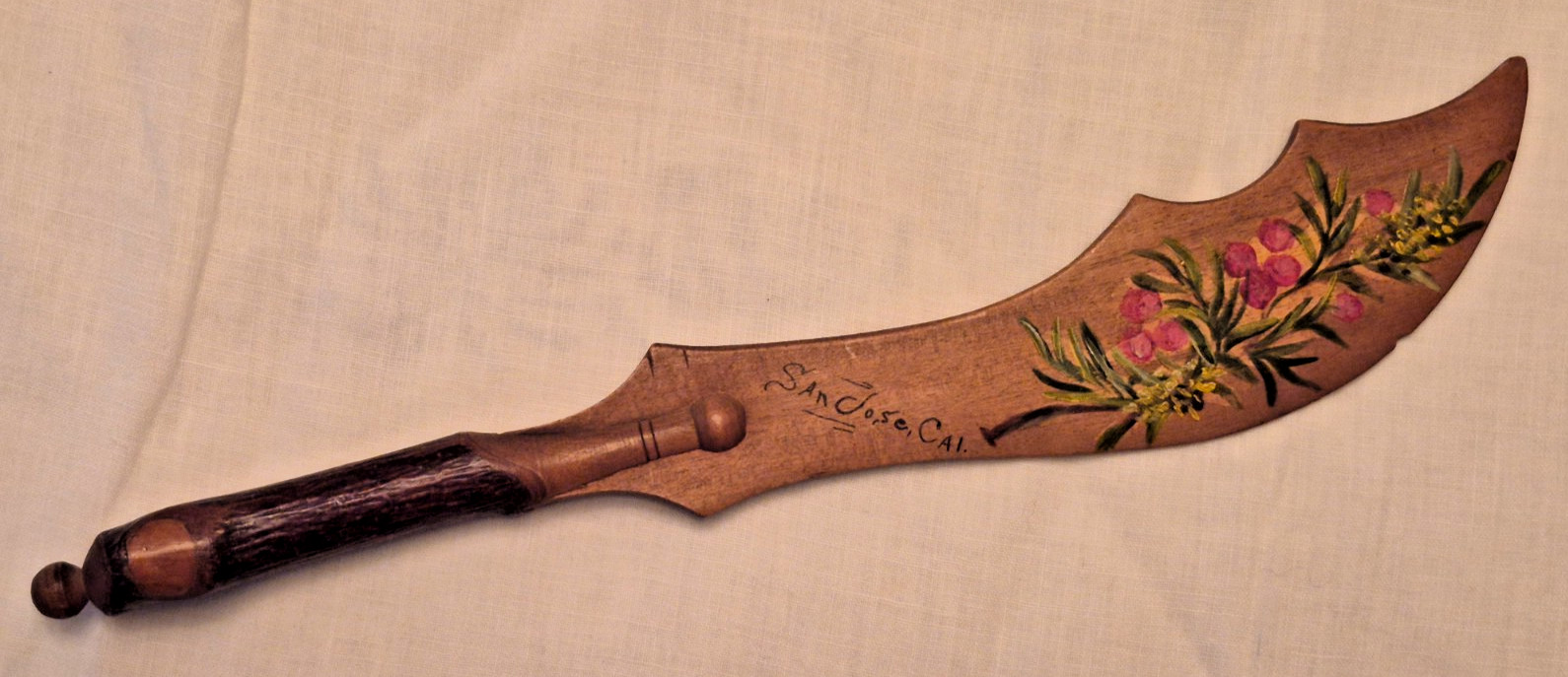 Antique Souvenir Letter Opener Hand-painted, San Jose CA c.1890-1900