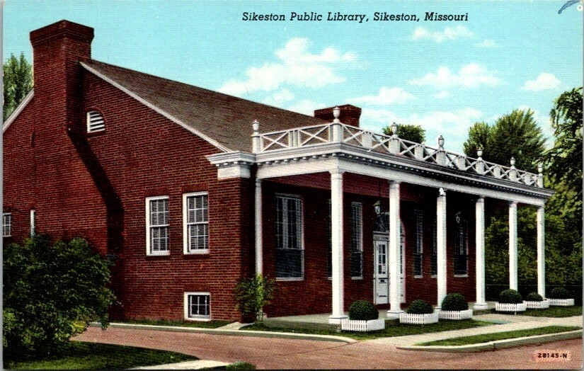 Vintage Postcard Sikeston Public Library Sikeston Missouri MO c.1930-1945   Y165