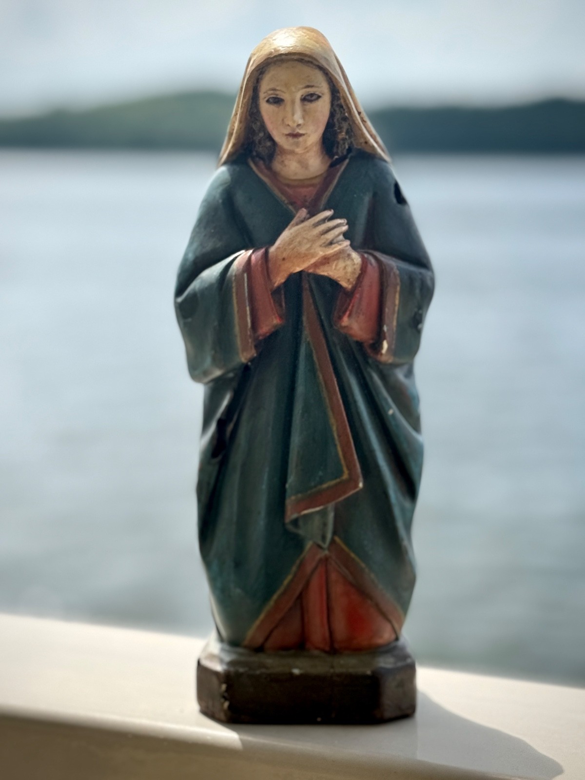 19th C Our Lady of Sorrows Santo | Hand Carved Polychrome Wood Statue | Mexican 