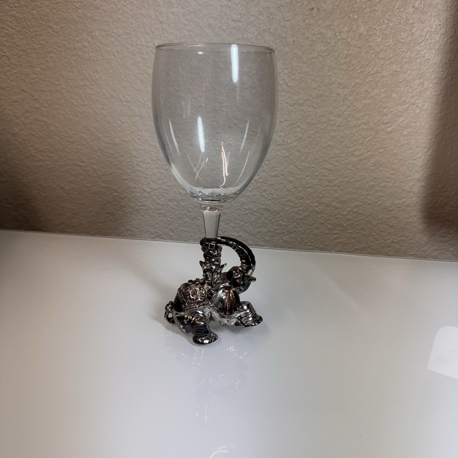 Vintage Arthur Court 60th Anniversary Elephant Wine Glass Aluminum