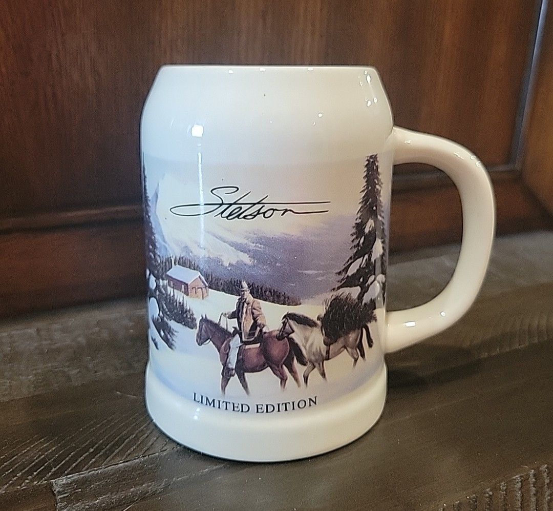Stetson Limited Edition Beer Stein Cowboy Horses Christmas Tree Mug