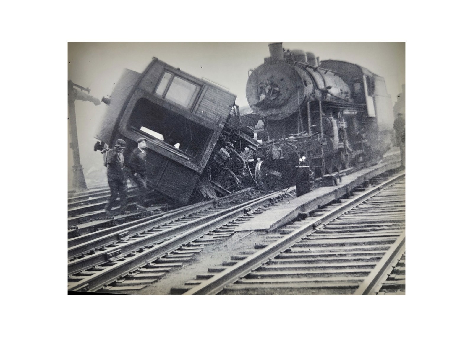 1928 Lowell MA Boston & Maine Train Wreck Steam Locomotive Glass Negative OOAK