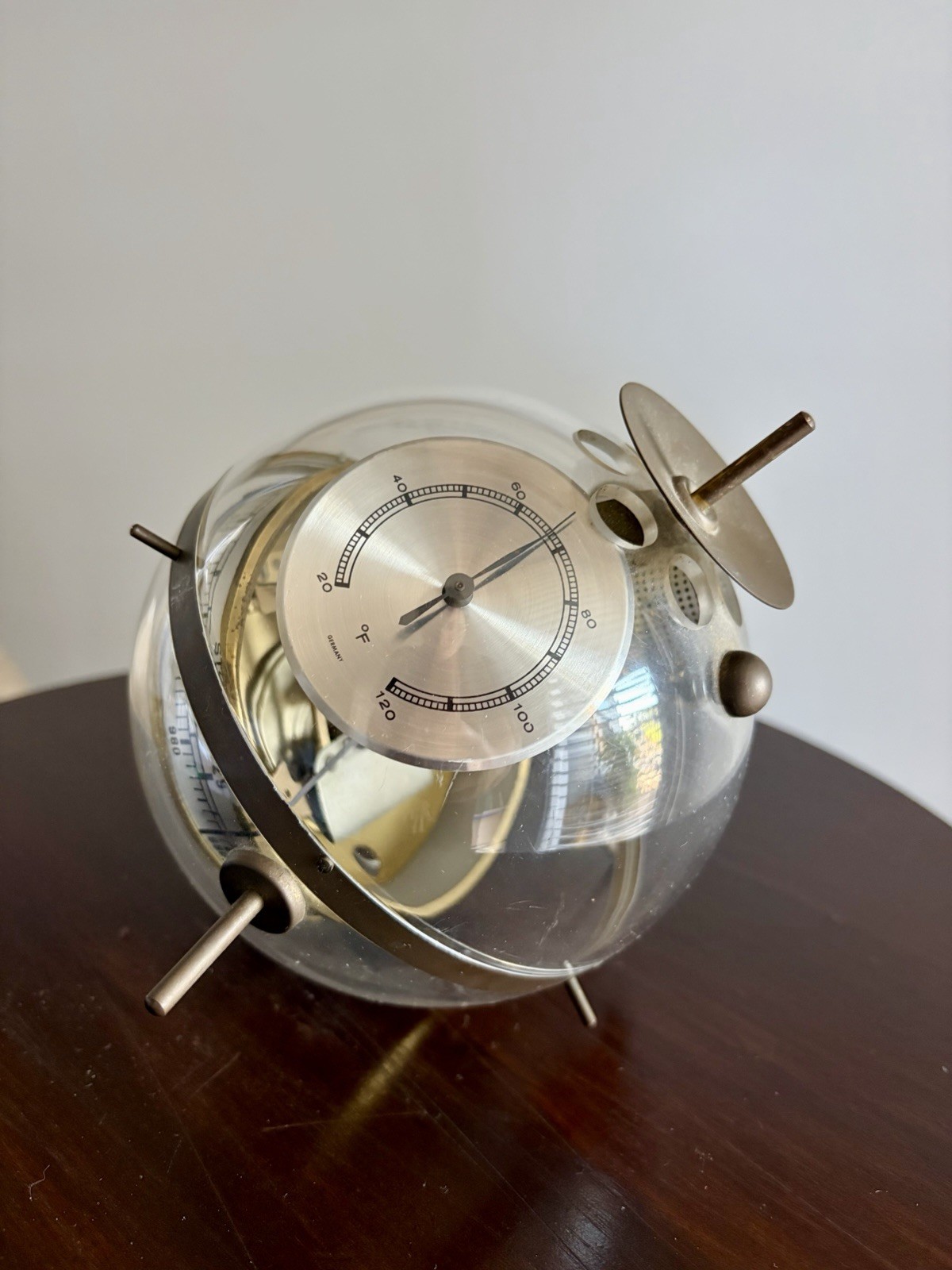 Vintage Mcm West Germany Sputnik Weather Station Globe Hygrometer Barometer