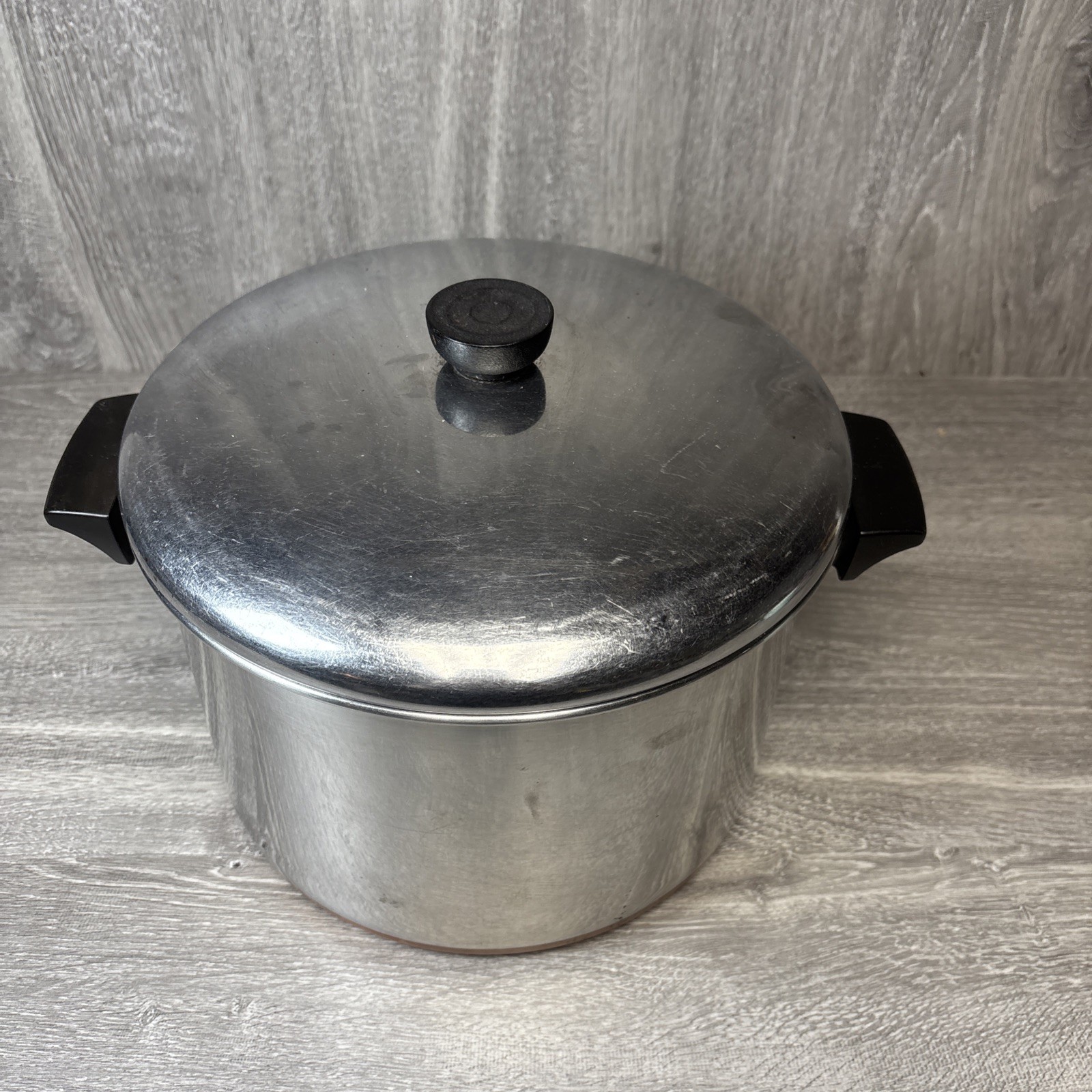 VTG 1801 Revere Ware Copper Bottom 8 Qt Stock Pot with/Lid Clinton Ill. USA