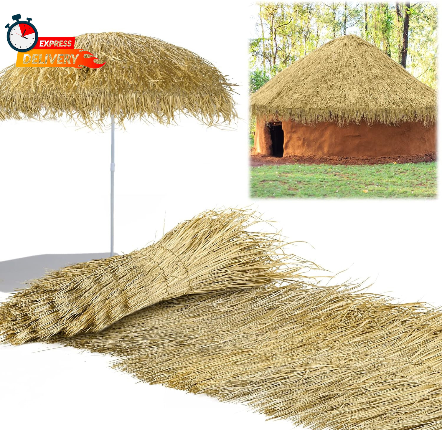 2 Pcs 40 in X 20 Ft Mexican Straw Roof Thatch Artificial Palm Thatch Rolls Duck 