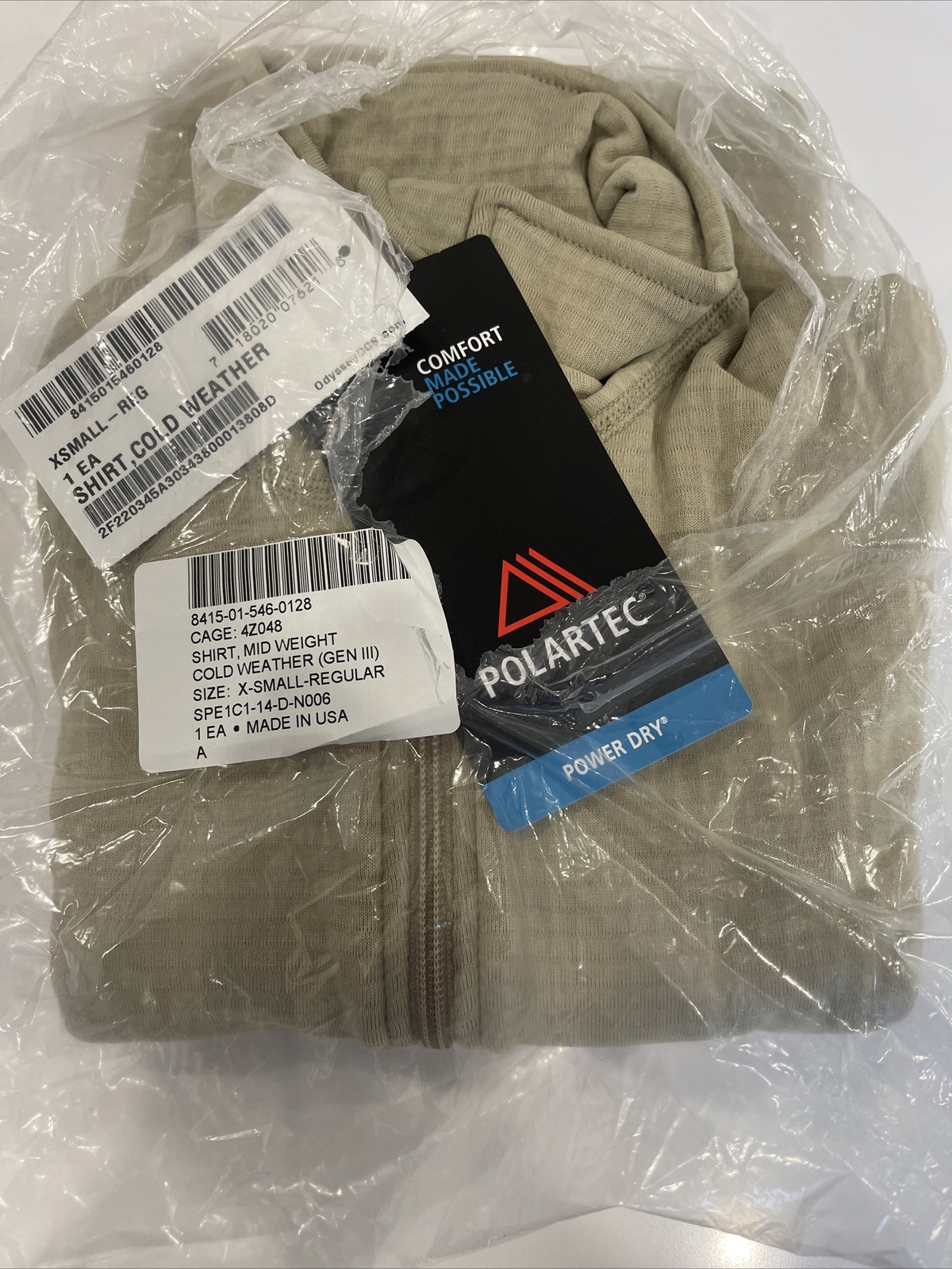 GEN III LEVEL 2 MID-WEIGHT COLD WEATHER POLARTEC L2 WAFFLE SHIRT XS/R