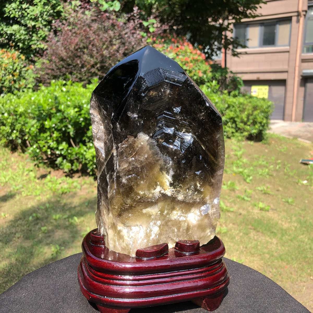 4.33LB Natural Dark tea quartz Crystal Specimen Reiki Mineral Add bracket  2320