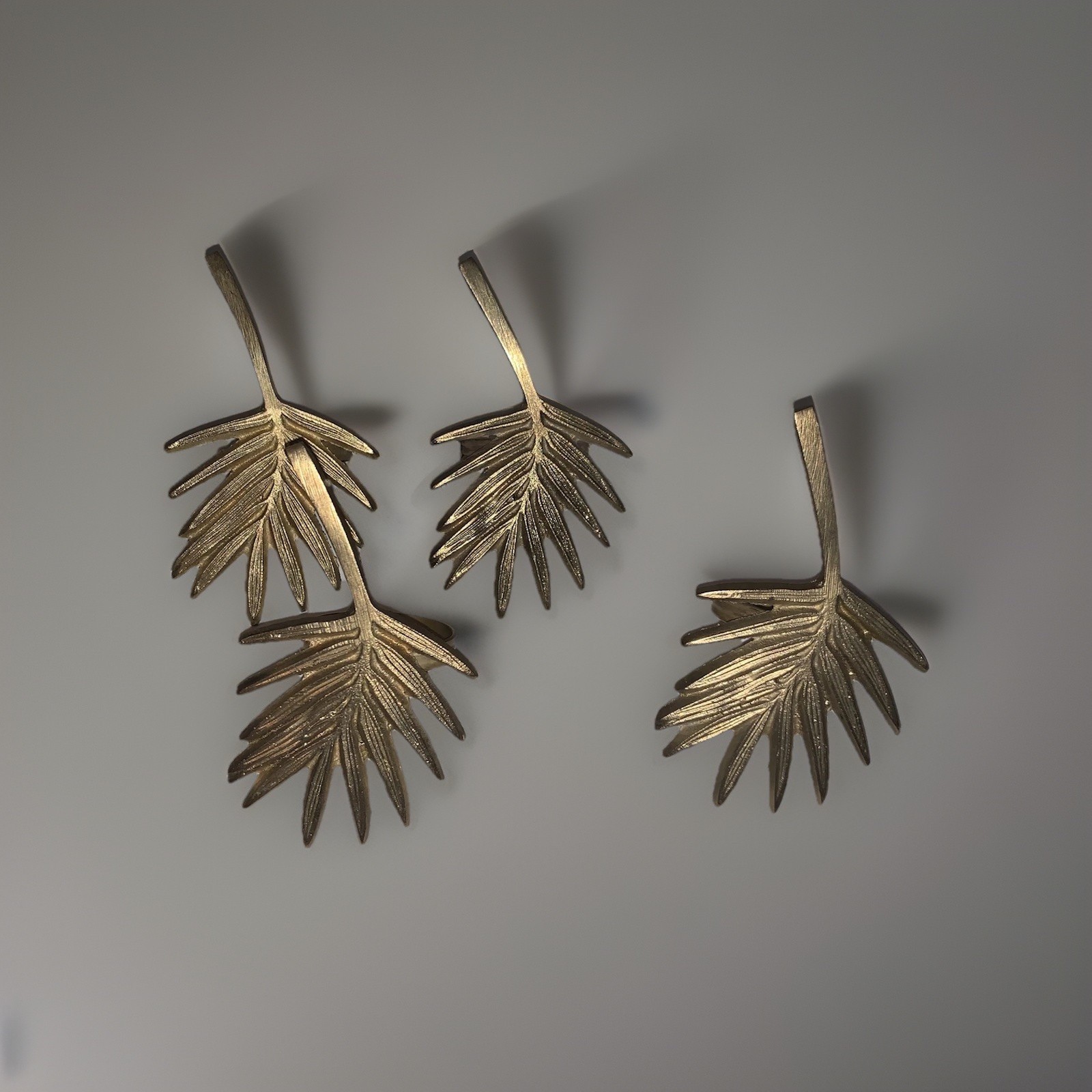 4 Vintage Brass Palm Tree Napkin Rings Palm Leaf Fronds 