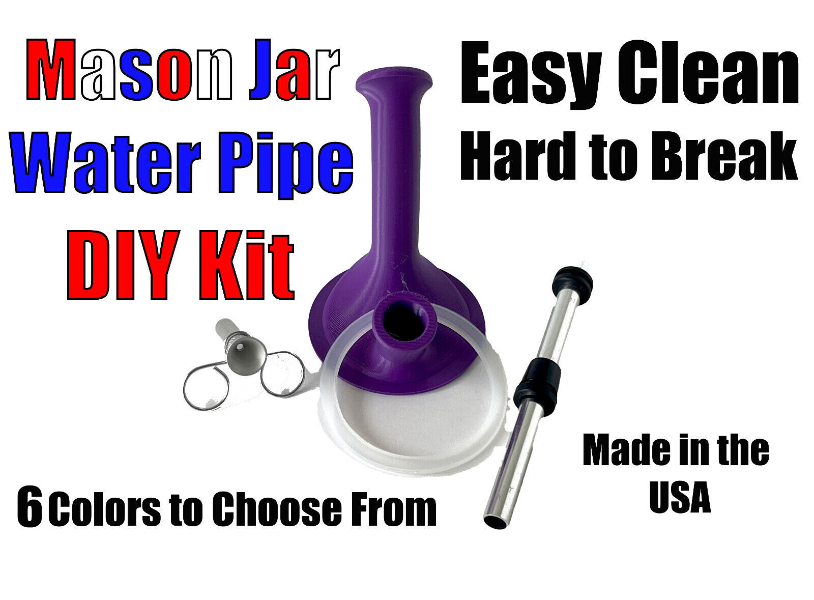 DYI Build Your Own Water Pipe -  Mason Jar - 6 Colors Collectible Tobaccian