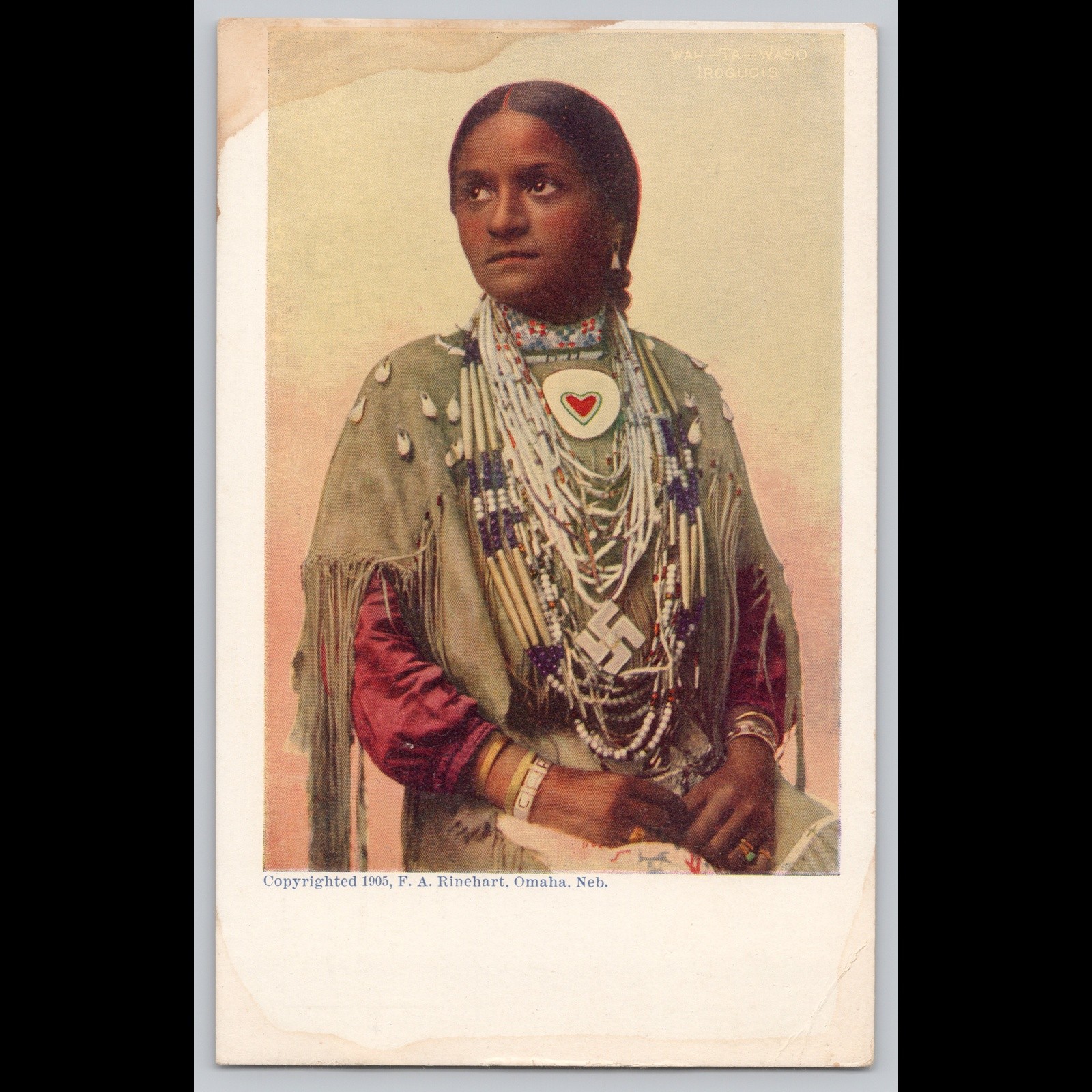 Antique Postcard Wah-Ta-Waso Iroquois Native American Omaha Nebraska